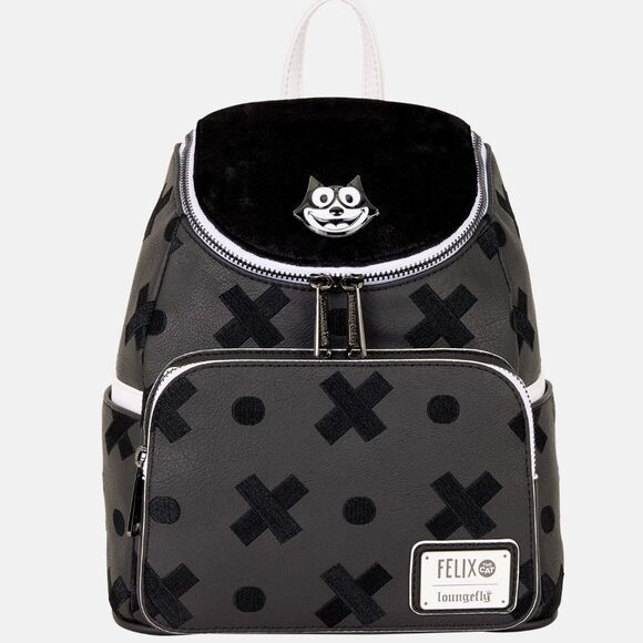 LOUNGEFLY Felix the Cat Cartoon Character Mini Backpack Black/White Bag NEW NWT